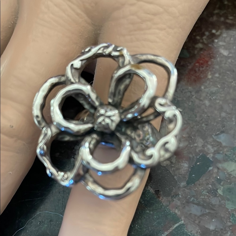 Silpada Silver Openwork Flower Ring - image 2